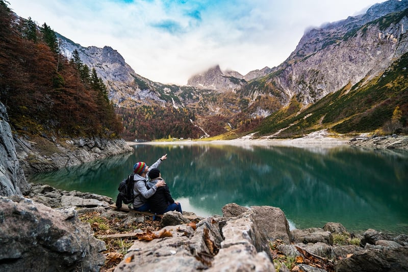 Friends hiking together